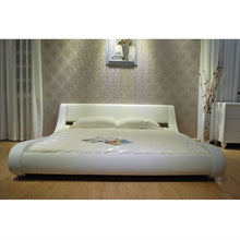 Load image into Gallery viewer, Queen Modern White Upholstered Platform Bed with Curved Sides &amp; Headboard