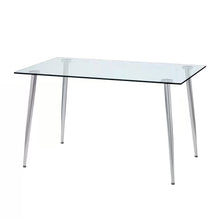 Load image into Gallery viewer, Modern 51-inch x 30-inch Glass Top Dining Table with Silver Metal Legs