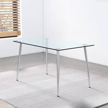 Load image into Gallery viewer, Modern 51-inch x 30-inch Glass Top Dining Table with Silver Metal Legs
