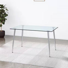 Load image into Gallery viewer, Modern 51-inch x 30-inch Glass Top Dining Table with Silver Metal Legs