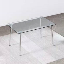Load image into Gallery viewer, Modern 51-inch x 30-inch Glass Top Dining Table with Silver Metal Legs