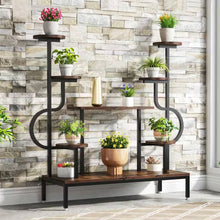 Load image into Gallery viewer, Modern Industrial Metal Wood Stepped Shelf Bookcase Plant Stand Shelving Unit