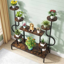Load image into Gallery viewer, Modern Industrial Metal Wood Stepped Shelf Bookcase Plant Stand Shelving Unit
