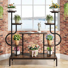 Load image into Gallery viewer, Modern Industrial Metal Wood Stepped Shelf Bookcase Plant Stand Shelving Unit