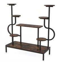 Load image into Gallery viewer, Modern Industrial Metal Wood Stepped Shelf Bookcase Plant Stand Shelving Unit