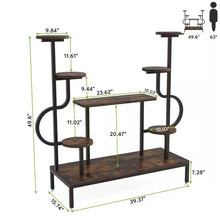 Load image into Gallery viewer, Modern Industrial Metal Wood Stepped Shelf Bookcase Plant Stand Shelving Unit