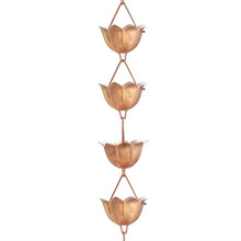 Load image into Gallery viewer, Lotus Flower 8.5-Ft Pure Copper Rain Chain for Rainwater Downspout
