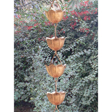 Load image into Gallery viewer, Lotus Flower 8.5-Ft Pure Copper Rain Chain for Rainwater Downspout