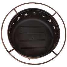 Load image into Gallery viewer, Moon Stars Sky Steel Fire Pit Bowl with Screen Cooking Grate and Poker
