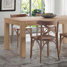 Load image into Gallery viewer, Modern Farmhouse 63-inch Solid Wood Dining Table in Rustic Light Brown Finish