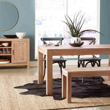 Load image into Gallery viewer, Modern Farmhouse 63-inch Solid Wood Dining Table in Rustic Light Brown Finish