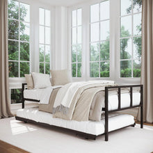Load image into Gallery viewer, Twin Heavy Duty Black Metal Daybed Frame with Roll-Out Pop-Up Trundle Bed Frame