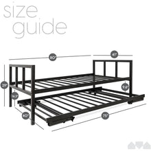 Load image into Gallery viewer, Twin Heavy Duty Black Metal Daybed Frame with Roll-Out Pop-Up Trundle Bed Frame