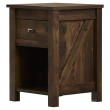 Load image into Gallery viewer, Farmhouse 1-Drawer Bedroom Nightstand with Open Shelf in Rustic Pine Finish