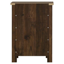 Load image into Gallery viewer, Farmhouse 1-Drawer Bedroom Nightstand with Open Shelf in Rustic Pine Finish