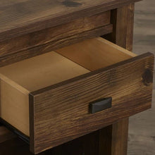Load image into Gallery viewer, Farmhouse 1-Drawer Bedroom Nightstand with Open Shelf in Rustic Pine Finish