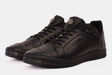 Load image into Gallery viewer, The Mumbai Black Leather Men Sneaker Final Sale!