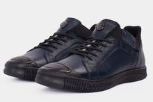 Load image into Gallery viewer, The Mumbai Navy Blue Leather Men Sneaker Final Sale!