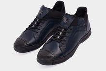 Load image into Gallery viewer, The Mumbai Navy Blue Leather Men Sneaker Final Sale!