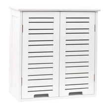 Load image into Gallery viewer, Wall-Mount Bathroom Storage Cabinet with Louver Doors in White Wood Finish