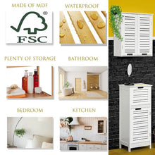 Load image into Gallery viewer, Wall-Mount Bathroom Storage Cabinet with Louver Doors in White Wood Finish