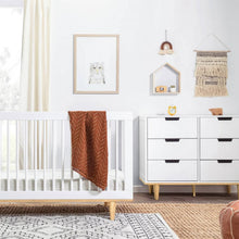 Load image into Gallery viewer, Modern Mid-Century Style 6-Drawer Double Dresser in White Natural Wood Finish