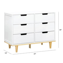 Load image into Gallery viewer, Modern Mid-Century Style 6-Drawer Double Dresser in White Natural Wood Finish