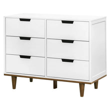 Load image into Gallery viewer, Modern Mid-Century Style 6-Drawer Double Dresser in White Walnut Wood Finish