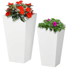 Load image into Gallery viewer, Set of 2 Modern Lightweight Outdoor Patio Flower Pot Planter Box in White