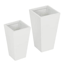 Load image into Gallery viewer, Set of 2 Modern Lightweight Outdoor Patio Flower Pot Planter Box in White