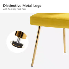 Load image into Gallery viewer, Mustard Yellow Velvet Upholstered Wingback Accent Side Chair w/ Gold Metal Legs
