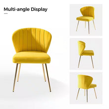 Load image into Gallery viewer, Mustard Yellow Velvet Upholstered Wingback Accent Side Chair w/ Gold Metal Legs