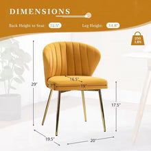 Load image into Gallery viewer, Mustard Yellow Velvet Upholstered Wingback Accent Side Chair w/ Gold Metal Legs