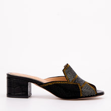 Load image into Gallery viewer, The Magnolia Black Glitter Leather Women Sandal