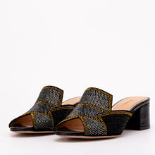 Load image into Gallery viewer, The Magnolia Black Glitter Leather Women Sandal