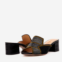 Load image into Gallery viewer, The Magnolia Black Glitter Leather Women Sandal