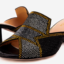 Load image into Gallery viewer, The Magnolia Black Glitter Leather Women Sandal