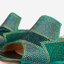 Load image into Gallery viewer, The Magnolia Green Glitter Leather Women Sandal