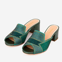 Load image into Gallery viewer, The Magnolia Green Glitter Leather Women Sandal