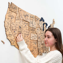 Load image into Gallery viewer, Wooden 3d Map of USA - Gold
