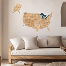 Load image into Gallery viewer, Wooden 3d Map of USA - Gold