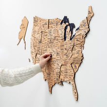 Load image into Gallery viewer, Wooden 3d Map of USA - Gold