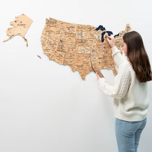 Load image into Gallery viewer, Wooden 3d Map of USA - Gold