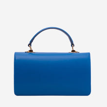 Load image into Gallery viewer, The Zoe Multicolor Tweed &amp; Blue Leather Handbag