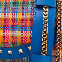 Load image into Gallery viewer, The Zoe Multicolor Tweed &amp; Blue Leather Handbag