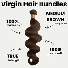 Load image into Gallery viewer, Medium Brown Body Wave 100% Human Hair Bundles