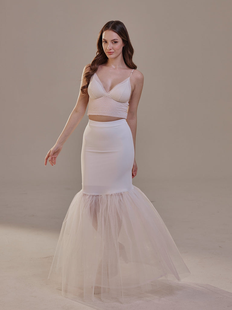 Mermaid Petticoat with Corsage and Hard Net Tulle Underskirt  ,Wedding Crinoline with Petticoat Netting Fabric