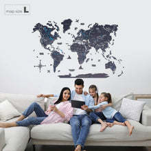 Load image into Gallery viewer, 3D Wooden World Map Midnight