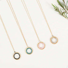 Load image into Gallery viewer, London Blue Quartz Halo Mini Gold Pendant