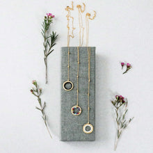 Load image into Gallery viewer, Rainbow Gemstone Halo Mini Y Pendant